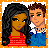 Pixel art contact sheet showing two animated frames of a couple with text "WE ARE A GOOD COUPLE" on the right frame.
