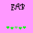 Pixelated black text 'FAB' on pink background with green plus symbols below, showing animation change in symbol positions.
