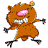Two pixelated orange rodents with pink eyes and black claws stand side-by-side, one smiling widely with visible teeth while the other has a more neutral expression.