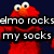Red character with large eyes and orange nose appears in six with text overlays on dark blue background