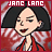 Pixelated cartoon-style icon of a woman with short dark hair, red top, and open mouth, with 'JANC LANC' text above.