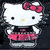 Hello Kitty character with red bow, black top, and pink skirt in three views showing head angle changes.