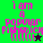 Pixelated text 'i am a popular fishstick' with exclamation marks and stars on green, dark green, and purple backgrounds.