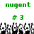 Green text "nugent" and "# 3" above a of black-and-white pixelated figures with raised arms