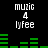 Pixelated text and green audio bars on black background, with two identical static frames showing 'muzic 4 lyfee' and green bar patterns.