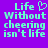 Pixelated cyan text on purple background with heart symbol replacing 'o' in 'Life', two identical versions side-by-side.
