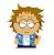 Pixelated avatar with messy brown hair, round glasses, and a blue jacket over a white shirt, standing against a light background.