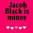 Black pixelated text on bright pink background reads Jacob Black is minee with five white and pink heart symbols below.