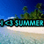 Pixelated beach scene with turquoise water, white sand, and green trees under a blue sky, featuring text overlays.