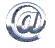 A silver @ symbol in 3D metallic style rotates through multiple angles against a gray background, showing front, side, and top views.