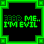A 3x3 grid of pixelated green text frames on black backgrounds with a bright green border, each displaying "FEAR ME.. I'M EVIL" in varying states of clarity and animation across sampled frames.