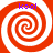 Four identical orange and white spiral patterns arranged in a with purple text "kool" above each spiral