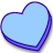 Six light blue heart-shaped candies with dark blue outlines arranged in two , some displaying text