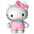 A Hello Kitty avatar in pink overalls with a blue shirt and pink bow, shown from multiple angles including front, side, and back views.
