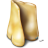 Two golden, teardrop-shaped objects with smooth gradients and subtle shadows against a light gray background.