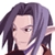 Pixelated static image of a character with long purple hair, pointed ears, and light skin in a 50x50 AIM buddy icon format.