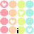 pastel-colored circular icons with heart symbols, featuring the text "i Love you" in black pixelated font across three
