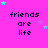 identical pixelated text phrases on a bright pink background with scattered star shapes