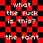 Red and black checkered background with white pixelated text reading 'what the fuck is this?' and 'the faint' in a pattern