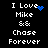 Pixelated text displays 'I Love Mike & Chase Forever' with blue heart and dot animations on black background.