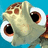 Pixelated turtle head with large eyes on blue background, text reads 'MY BFF Squirt:', 'Totally Duuuddeee!', '<33333333' in cyan font.