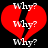 Red broken heart with white 'Why?' text at top, middle, and bottom on black background.