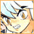 A 48x48 pixel animated buddy icon featuring a close-up of an anime character's face on the left and text elements on the right, with visible animation frames showing subtle facial expression changes.