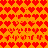 Red heart shapes arranged in a dense on an orange background, with some hearts slightly blurred or distorted