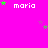 A bright pink background features multiple instances of the word 'maria' in white pixelated text, each accompanied by small green and purple stars scattered throughout.