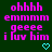 Pixelated text in bright pink on dark green background with cyan heart symbol, two identical side-by-side layouts.