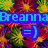 Pixelated image with vibrant multicolor background, blue banner displaying partial text 'Breanna', and a blue emoticon symbol.