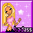 Pixel art contact sheet of four animated frames showing a blonde woman in pink dress with sparkles and "badass" text on purple background.