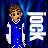 Pixelated character in blue and white outfit with green eyes, standing against blue background with white text changing across frames.