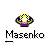 Pixelated icon shows a yellow and white checkered orb held by a purple and multicolored base with a black outline, below which is the text 'Masenko' in blocky black letters.