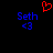Pixelated blue text 'Seth' with '<3' below on black background, red heart symbol above center.
