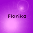 Purple background with four identical each containing the text 'Florika' and a glowing circular light effect