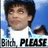 Pixelated static image of a person with dark hair wearing a white shirt against blue background, text "Bitch PLEASE" at bottom.