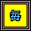 A 4x4 grid of pixelated Japanese text icons with alternating blue and pink borders on yellow backgrounds, showing four distinct characters in two color variations each across 16 frames.