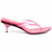 Pink high-heeled flip-flop sandal, pink baseball cap with 'CK' embroidery, and pink breast cancer awareness ribbon displayed in a