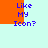 Pixelated blue text "Like MY Icon?" appears in four positions against light cyan and orange backgrounds with no visible motion.
