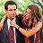 A 48x48 pixel buddy icon featuring a cartoon-style image of two people embracing on the left and red text reading "Along Came Polly" on the right, with visible pixelation and dithering effects.