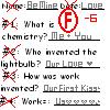 Static pixel art image with text questions and answers, red 'X' marks, and a red 'F' in a circle symbol on a white background.