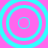 Four cyan concentric circles on a solid pink background, arranged in a with no visible animation changes