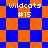 Pixelated orange and blue checkered pattern with "Wildcats #15" text in white, displayed in four distinct arrangements across the image