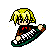 Pixel art character with blonde hair and glasses riding a skateboard, shown in four sequential poses on white background.