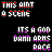 Pixelated text phrases repeat across a black background with rainbow-colored pixel clusters, forming a of identical visual patterns