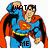 Two side-by-side pixelated Superman figures with red capes, blue suits, and yellow belts; text overlays read WATCH ME on left figure and CRANK IT on right figure.