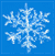 Six pixelated snowflake icons arranged in a , each with distinct background colors and varying shades of white or light blue