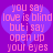 Pixelated text in pink letters on a purple background, with two overlapping blue circular shapes behind the text.