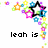 Pixelated star-shaped icon with colorful flower-like patterns and text reading "leah is mother fuc" in the top section, transitioning to "wifey<3" below.
